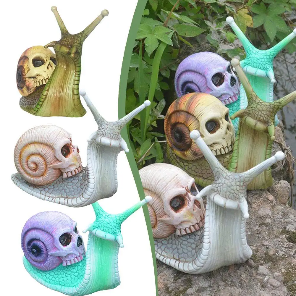 

Halloween Skeleton Snail Sculpture Resin Crafts Home Decorations Funny Gothic Figurine Crafts Horror Skeleton Desktop Ornament