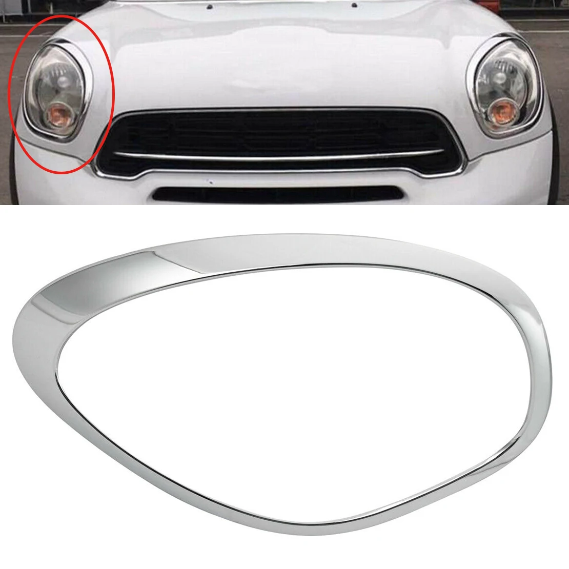 

Right Front Headlight Trim Ring Bezel Decor Chrome ABS Fit for Mini Cooper R60 Countryman 2011-2013 2014 2015 2016 51139801574