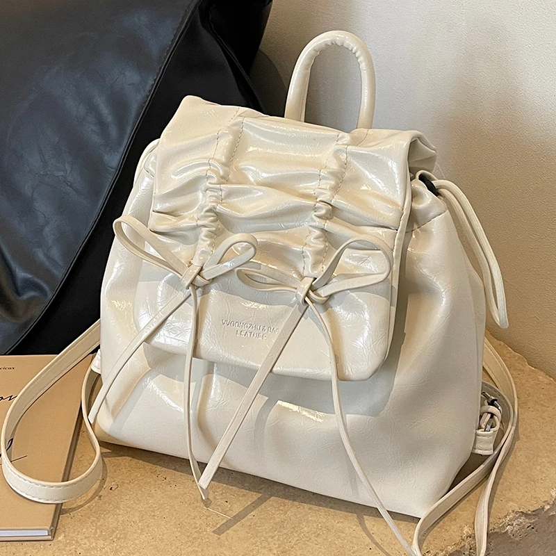 

Женский плиссированный рюкзак с бантом, милый школьный ранец для колледжа для девочек, дорожные сумки на плечо, модные дизайнерские женские сумки, ранец