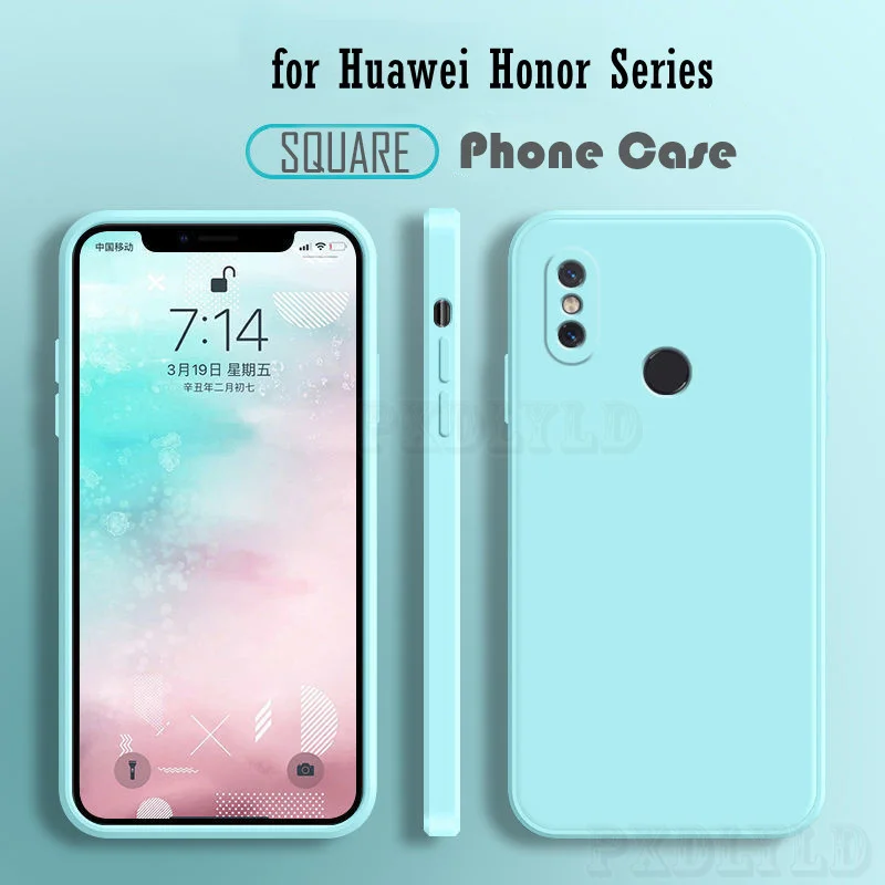 

Модный силиконовый чехол с квадратной рамкой для телефона Huawei Honor 8X 9X Play 9 10 20 Lite 10i 20 s 20e 50 30i 30 Pro V10 V20, мягкий чехол
