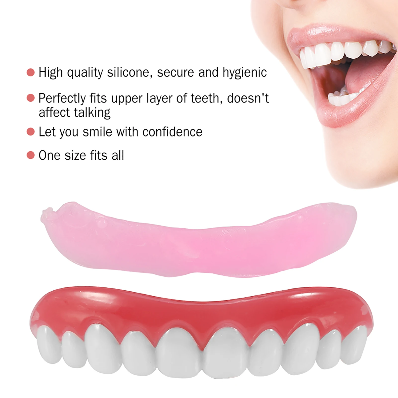 Three Scouts 1Pc False Cosmetic Denture Teeth Veneer Upper Set Replacement Dental Tool Perfect Smile Comfort Fit Fake Teeth Oral