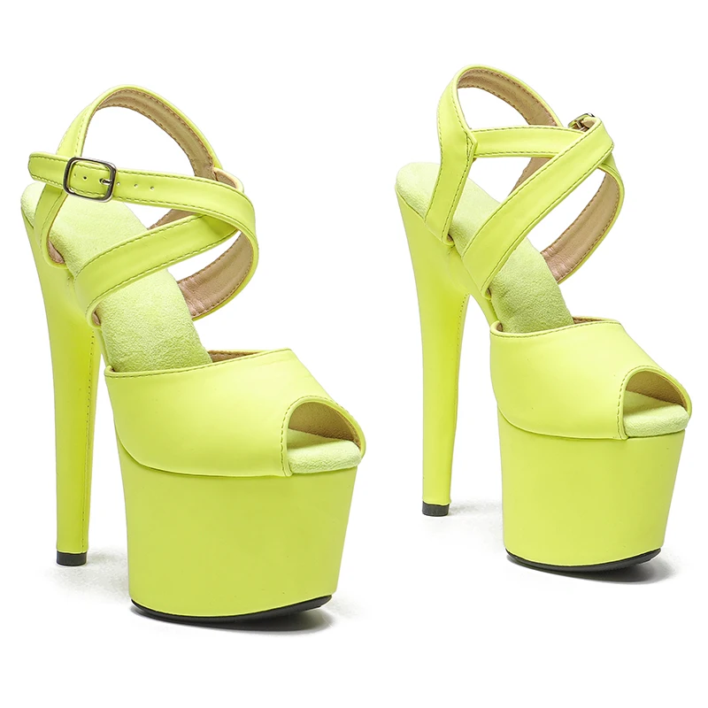 Leecabe 17CM/7Inch Matte PU  Platform Sandals  party High Heels Shoes Pole Dancing Shoes