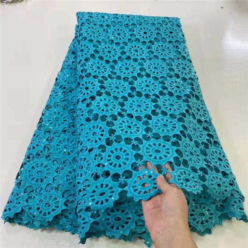 

African Cord Lace Fabric Chiffon Embroidery Elegant Nigerian Guipure Lace Fabric With Sequins French Net Lace Material 7L031302