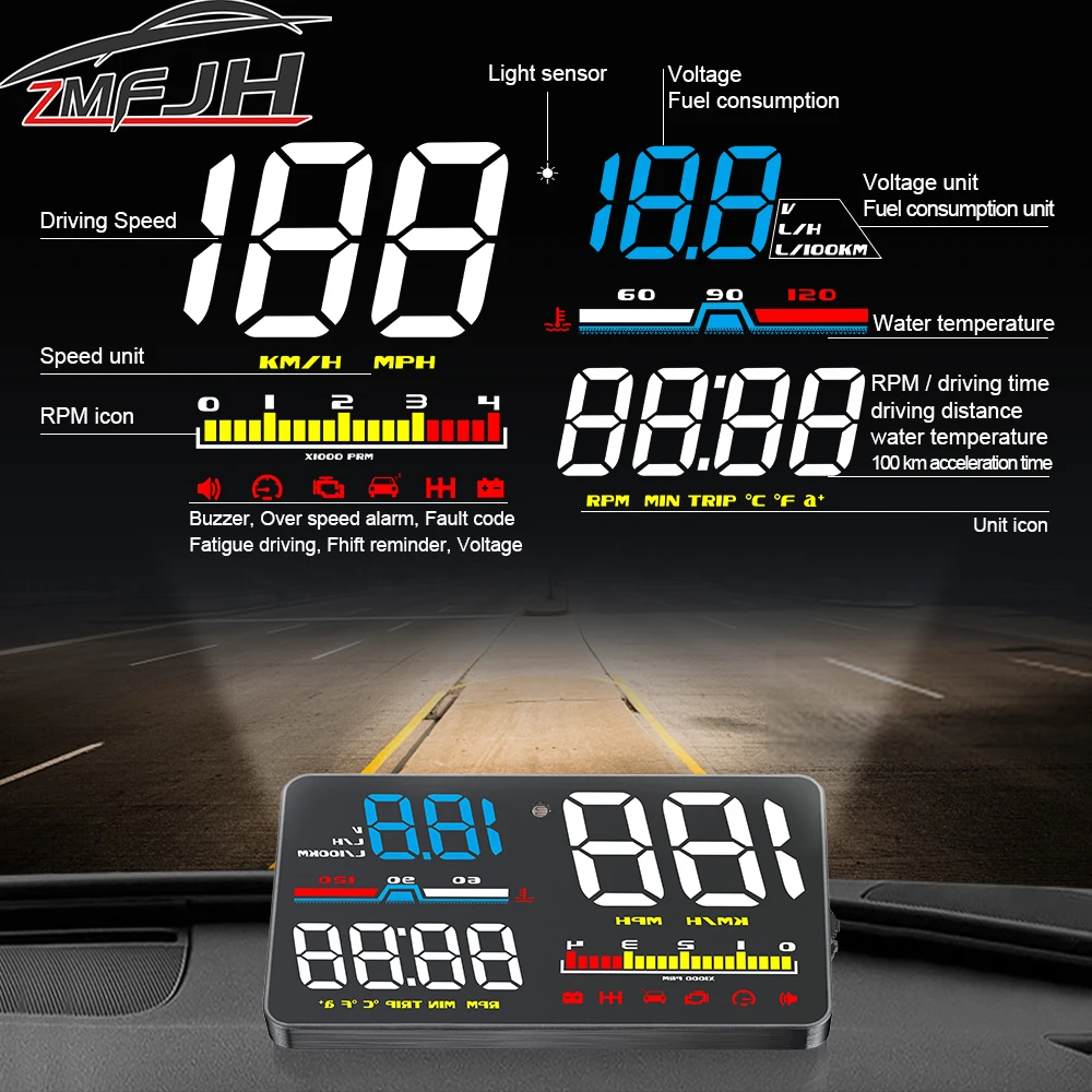 

Автомобильный проекционный дисплей OBD цифровой спидометр проектор на лобовом стекле сигнализация превышения скорости температура воды напряжение электронные аксессуары