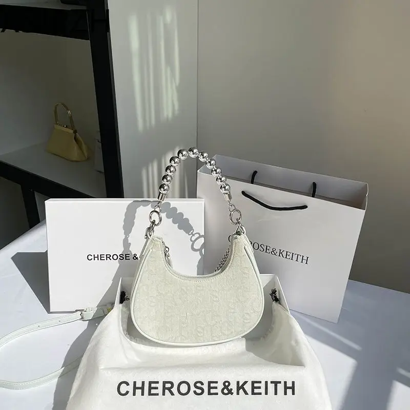 

2023 Fashion PU Material Niche Denim Crescent Bag Underarm Diagonal Cross Women Autumn and Winter High Feel Handbag Versatile