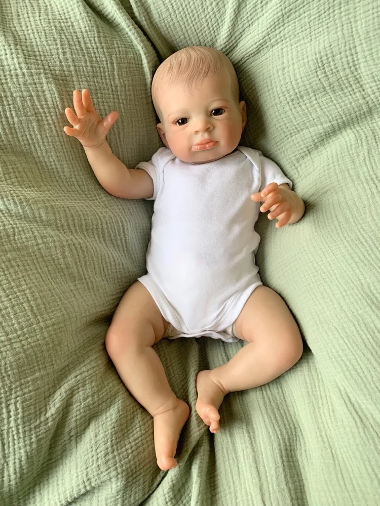 

20-дюймовые куклы Bebe Reborn Lanny Reborn для малышей с голубыми глазами, реалистичные детские живые реалистичные куклы для новорожденных, настоящая кукла, детский подарок