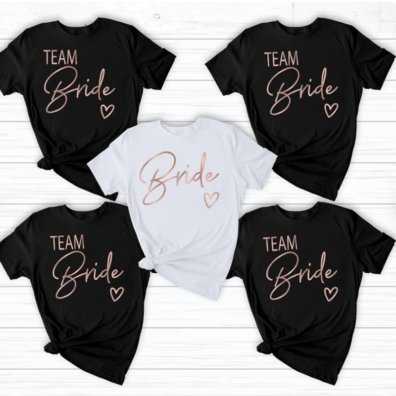 

Team Bride Love Heart Women T Shirts Causal Bachelorette Party Shirts Harajuku High Quality Wedding Clothes Bridesmaids Gift Top