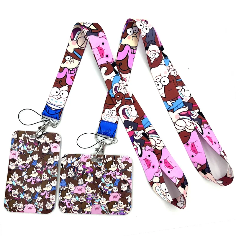 

Gravity Falls Cartoon Badge Reel Lanyard Nurse ID Credit Card Work Card Holder Office Student Clips Card Cover Holder Bag