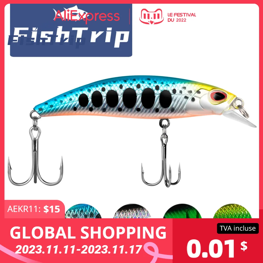 

FishTrip Minnow Lure Sinking Lure Fishing Lures Diving Lip Hard Bait for Bass, Walleye, Trout, Salmon, Steelhead, Northern Pike