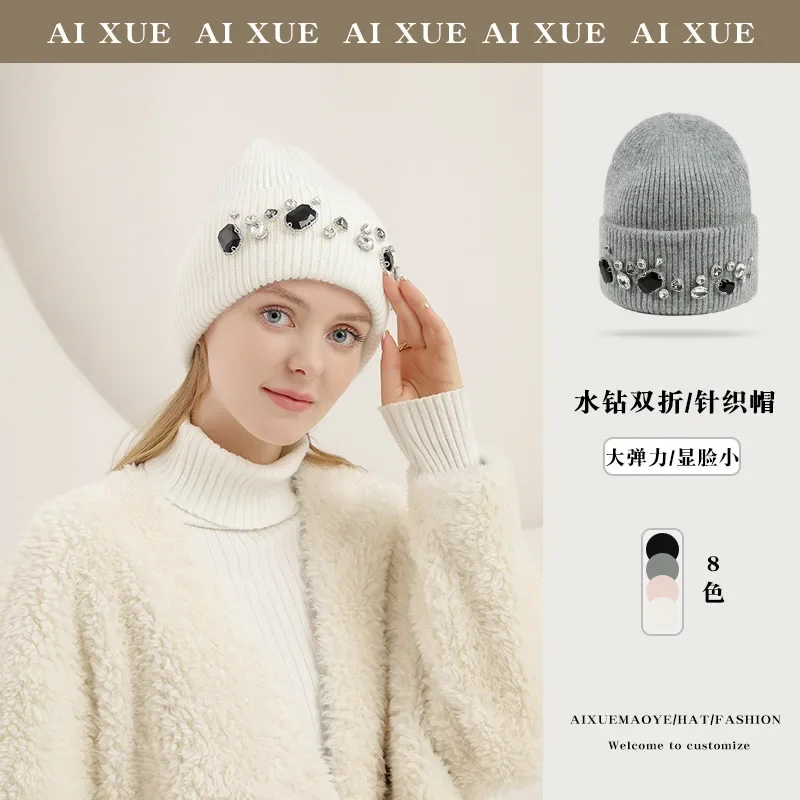 

Women's Luxury Hat Autumn and Winter Rabbit Hair Knitted Hat Versatile Women's Rabbit Hair Pullover Hat Thickened Warm