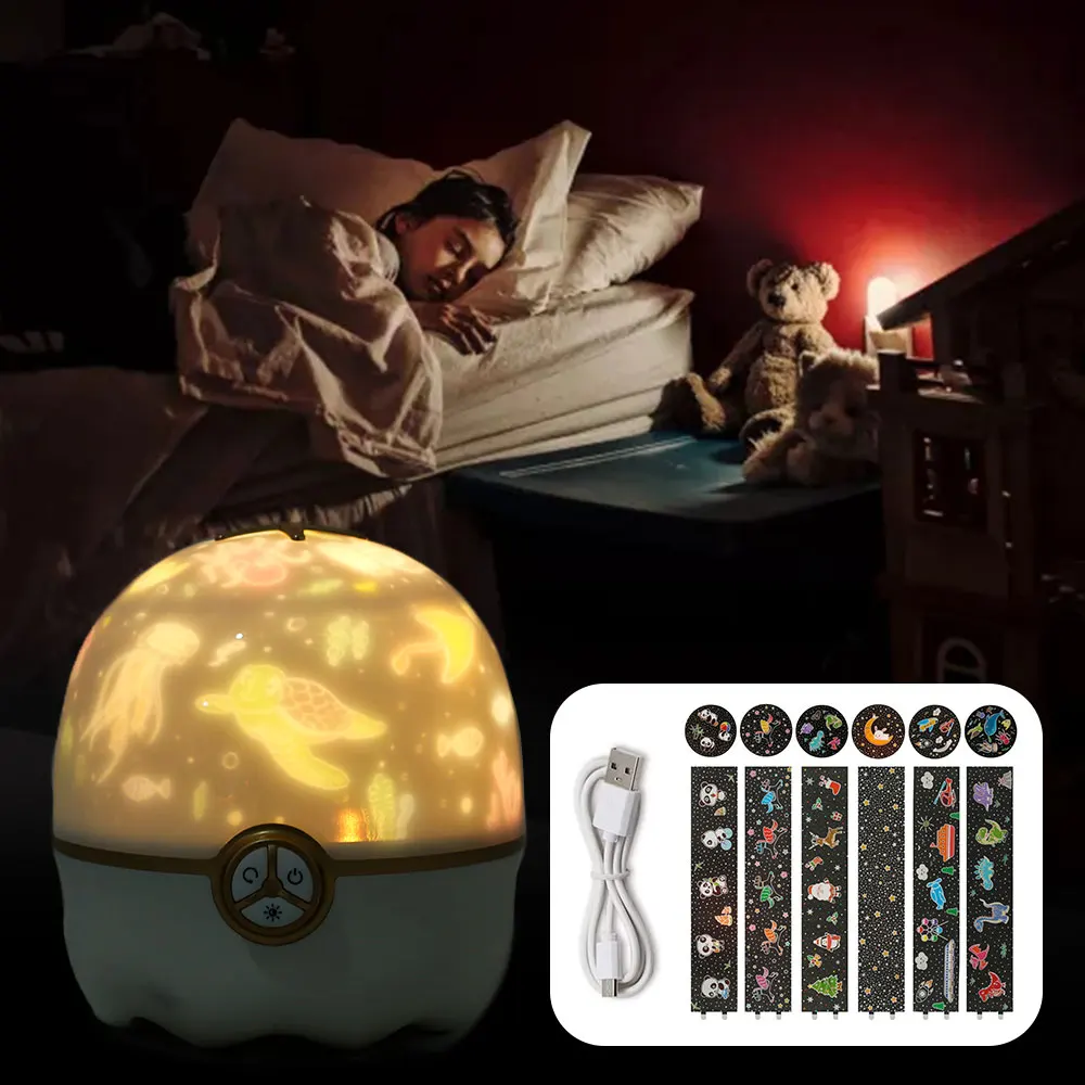 

Детский ночник-проектор, Звездный проектор, светодиодный прожектор, перезаряжаемая прикроватная лампа, вращение на 360 °, декоративсветильн...