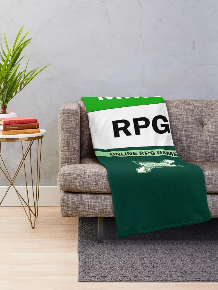 MMO RPG - Online Gamer Logo V4 (зеленый/белый) Плед для пикника Мягкие роскошные дизайнерские