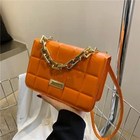 purses and handbags purple leather crossbody bag for women plaid shoulder bag with gold chain handle female small orange handbag