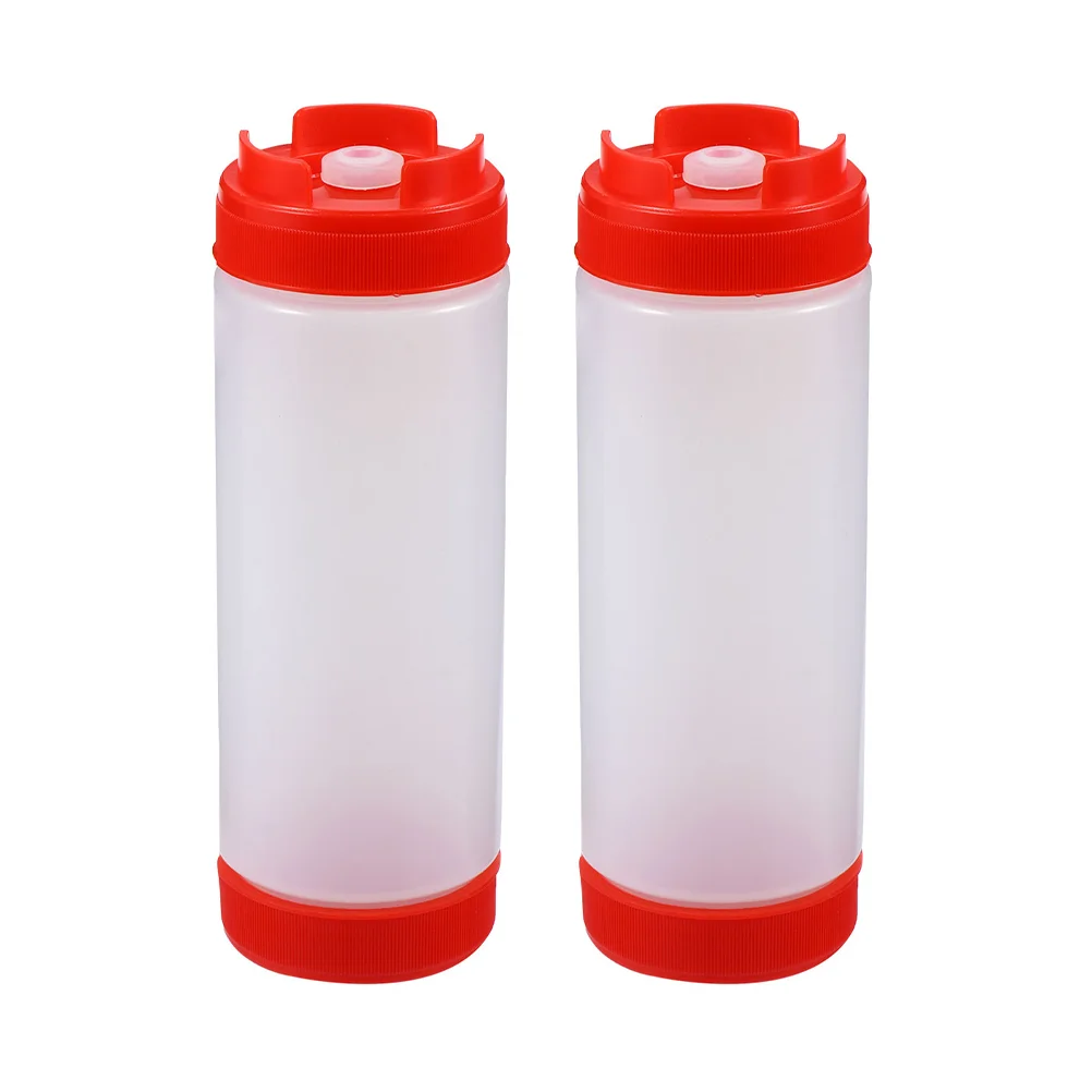 

2pcs Salad Sauce Dispensers Ketchup Squeezed Bottles Sauce Squeeze Containers (Red)