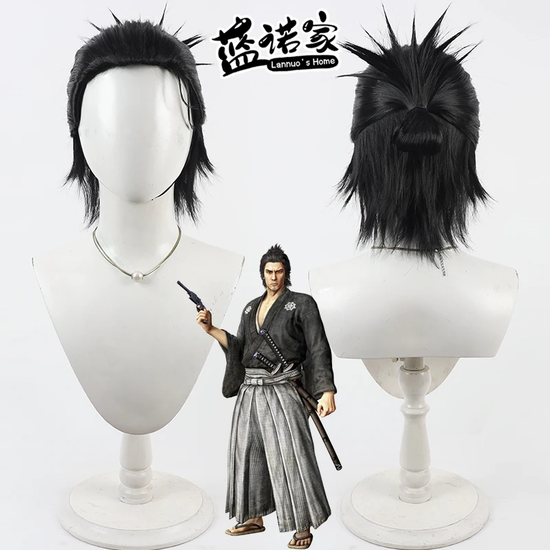 Фото Аниме Like a Dragon Ishin Sakamoto Ryoma, парик для косплея, реквизит для Хэллоуина, карнавала, синтетические волосы + шапочка для парика №1