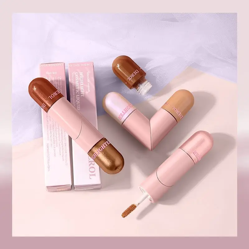 

DEROL Double-headed High-gloss Liquid Foldable Tube Body 2 Colors Combination Painted Body Contouring Shadow Base Highlight