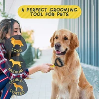 pets stainless steel grooming brush two sided shedding and dematting undercoat rake comb for dog cat remove knots tangles easily