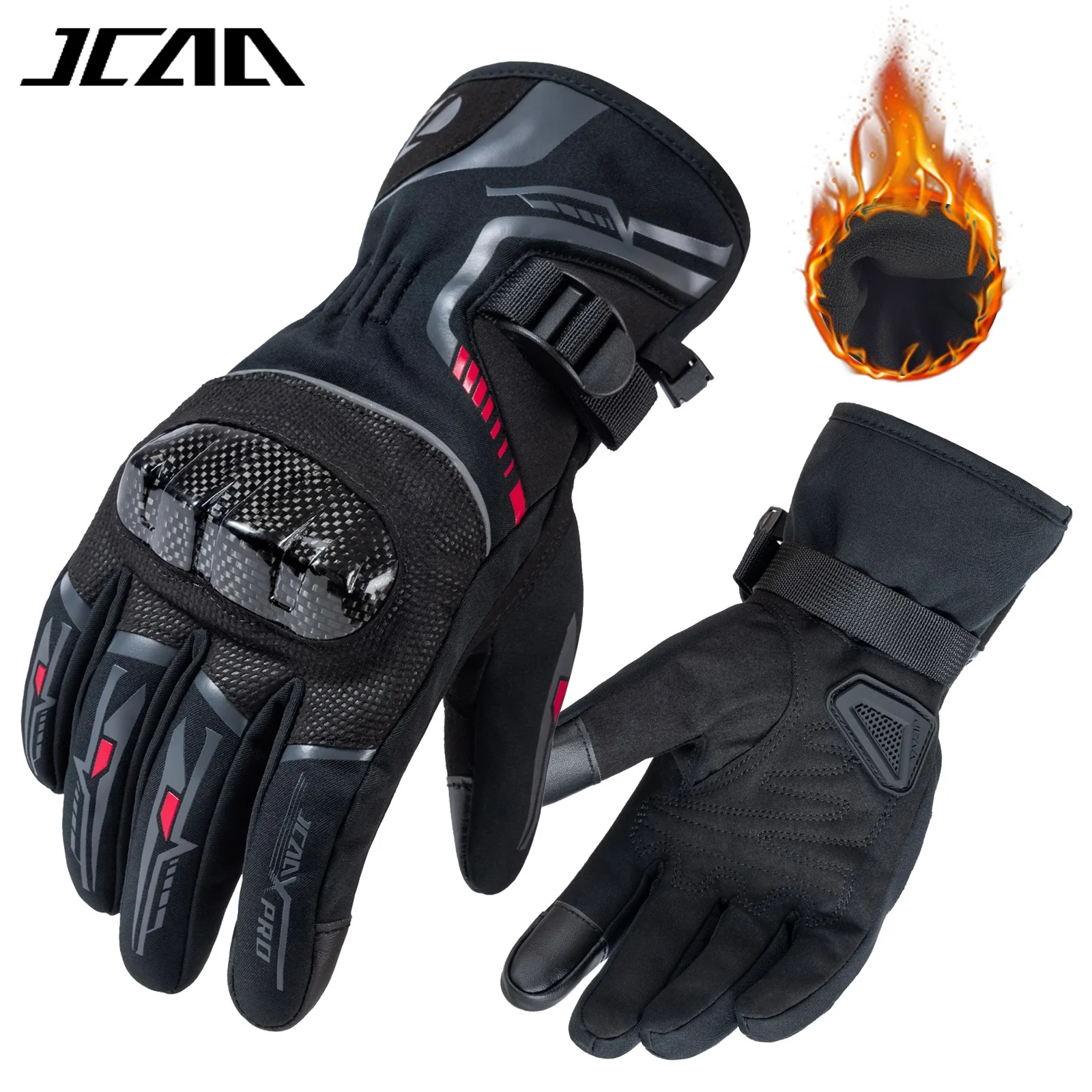 

JCAA зимние мужские мотоциклетные перчатки женские водонепроницаемые теплые Moto Guantes сенсорный экран мотоциклетные перчатки из углеродного волокна защитные