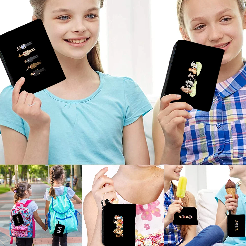 

Coin Purse Canvas Mini Wallet Organizer Cartoon Print Small Purse Fashion Harajuku Cosmetic Bag Wrist Keyring Storage Handbag