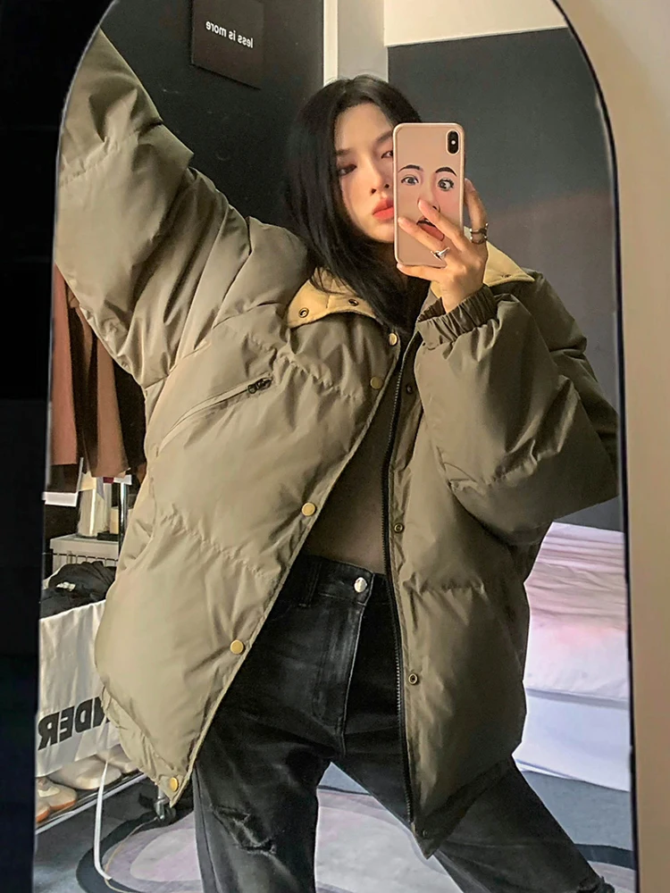 2024 зимняя женская винтажная куртка в стиле Харадзюку стеганая большого размера