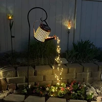 solar watering can light hanging kettle lantern light waterproof garden decor metal retro lamp for outdoor table patio lawn yard