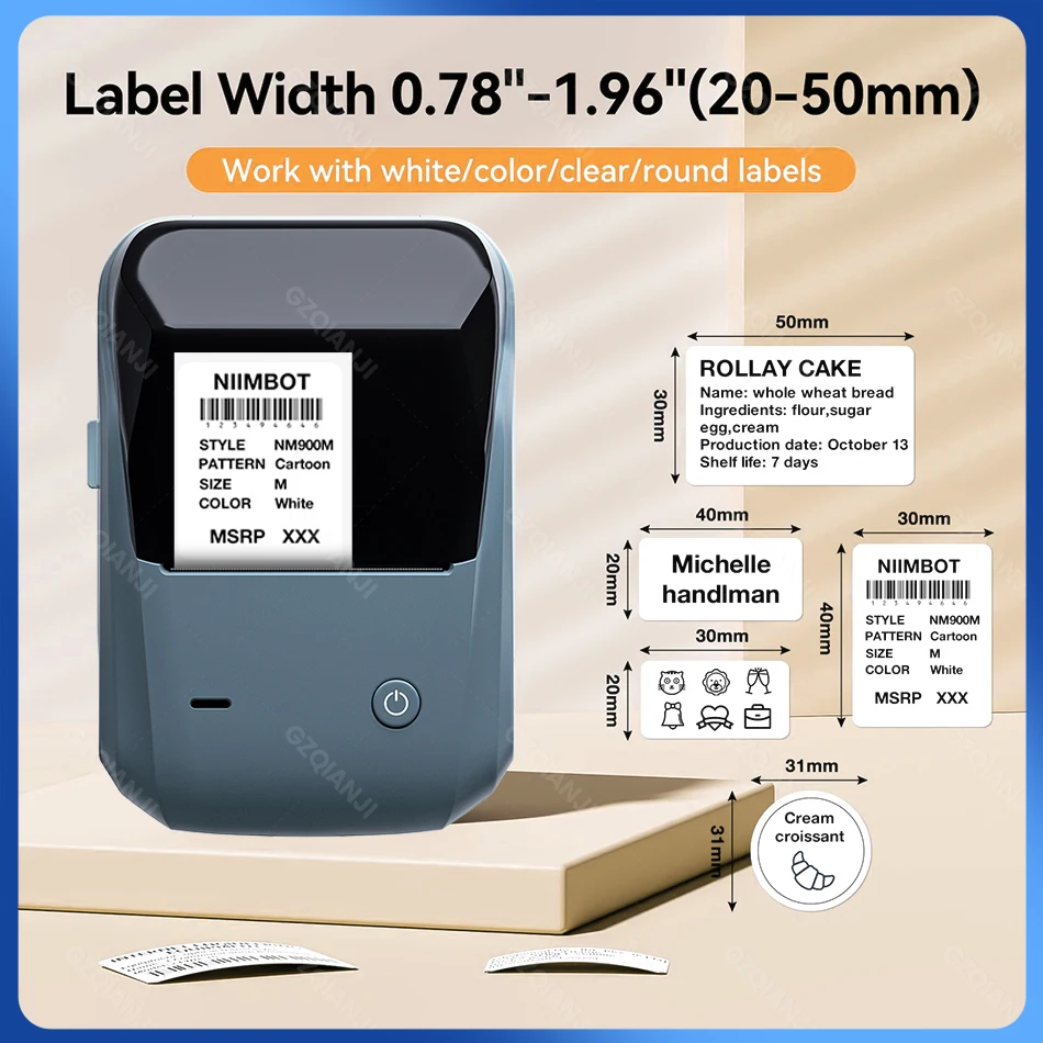 

B1 Label Printer Portable Mini Printers Barcode QR Code Sticker Paper Color Rolls Cable Tag Printing for Niimbot b1 Label Maker
