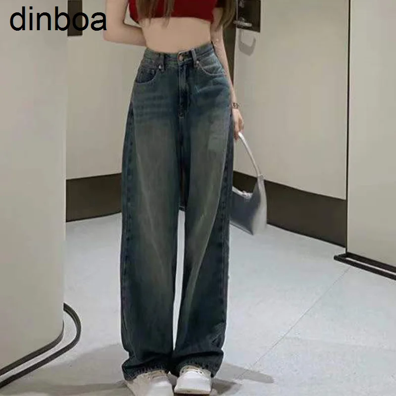 

Женские винтажные джинсы-карго Rimocy с широкими штанинами, осень 2023, женские Мешковатые брюки с высокой талией, уличная одежда Y2k, женские свободные джинсовые брюки