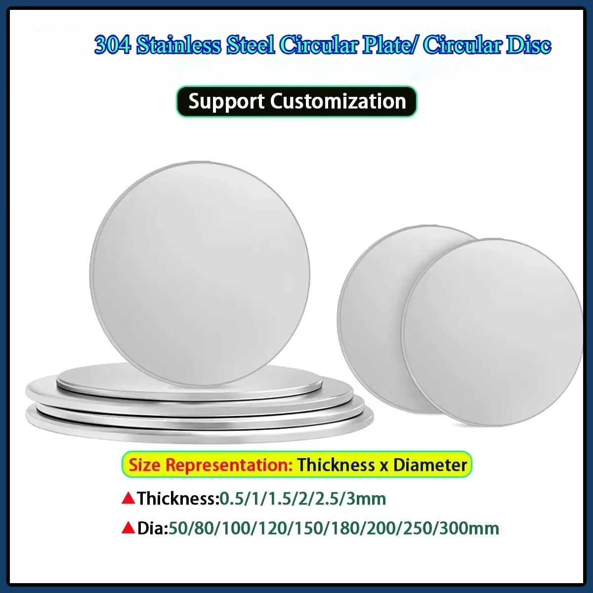 

Круглая пластина из нержавеющей стали 304/круглый диск/диаметр: 40/50/80/100/120/180/200/250/300 мм