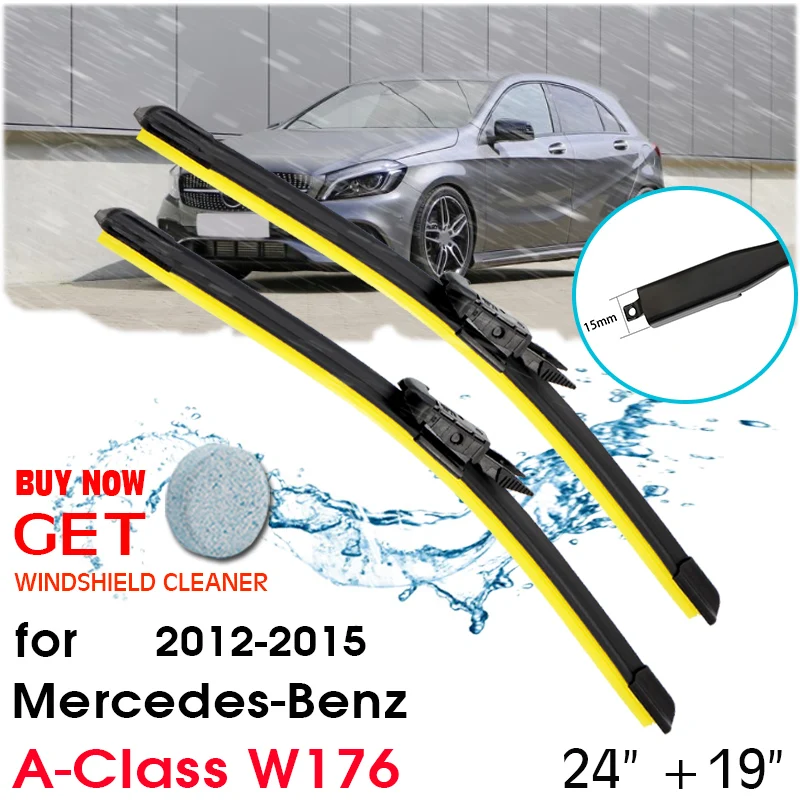 Car Wiper Window Windshield Rubber Silicon Refill Wiper For Mercedes-Benz A-Class W176 2012-2015 LHD/RHD 24"+19" Car Accessories