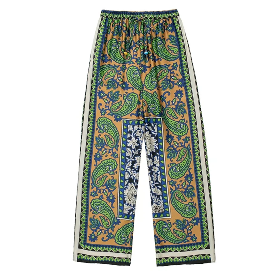 

Dave&Di 2022 Summer Casual Trousers Women Indie Folk Bohemian Vintage Pajama style Paisley Printing Loose Harem Pants