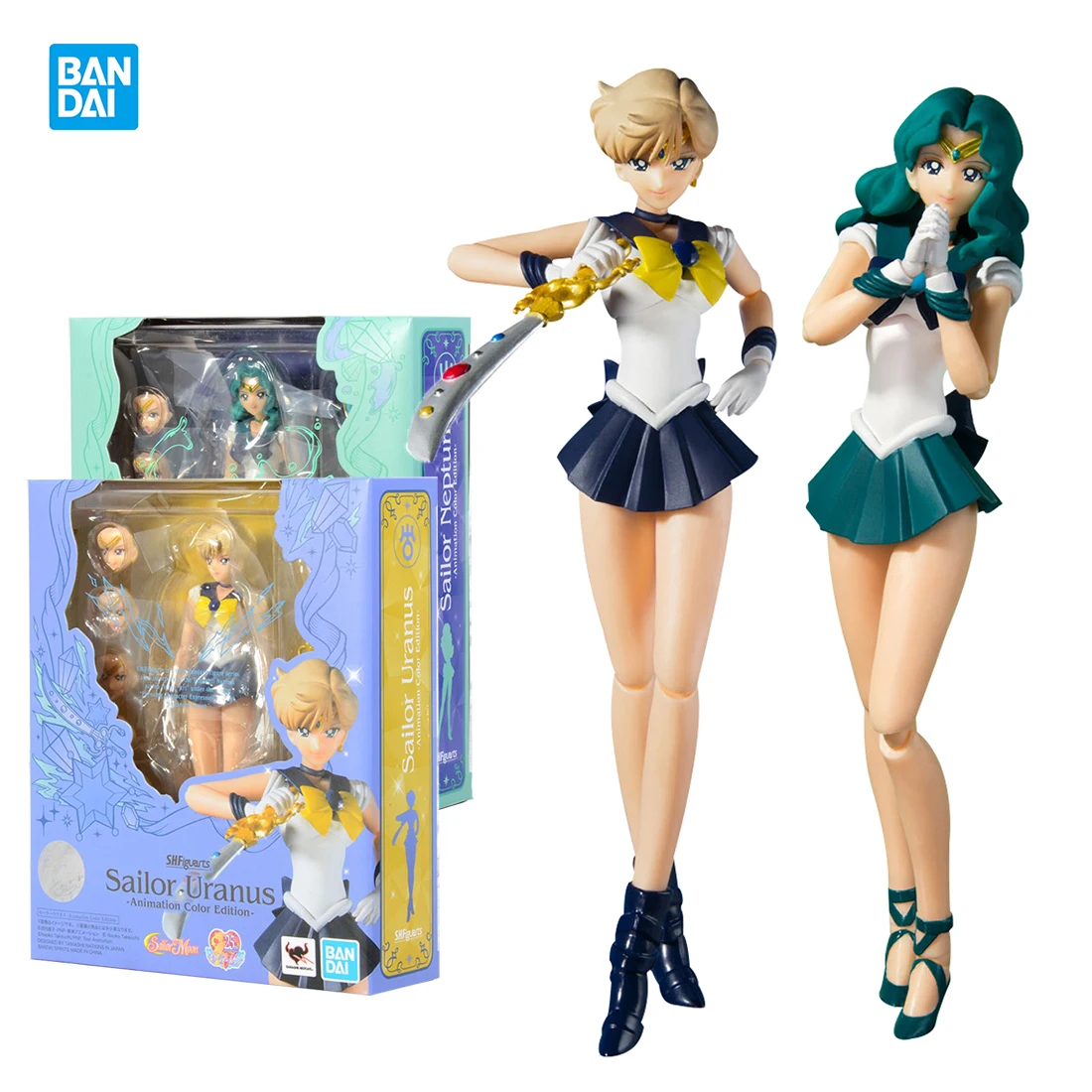 

Bandai Anime Figure Shf Sailor Moon Tenoh Haruka Kaiou Michiru S.h.figuarts Action Figurine Model Collectible Toy for Boy Gift