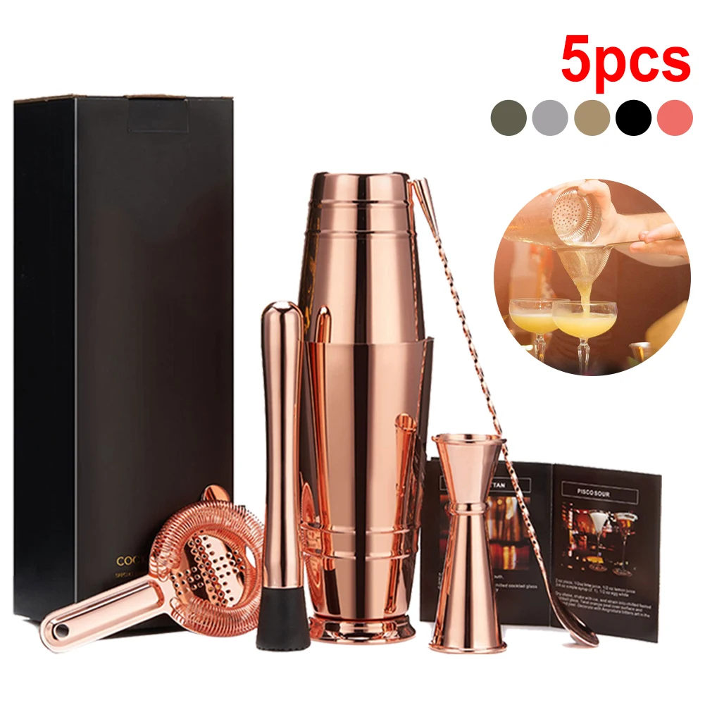 

Cocktail Shaker Set 600/800ML Cocktail Mixer Bartender Kit Jigger Spoon Ice Grinder and Strainer Wine Drinks Shaker Bar Tools