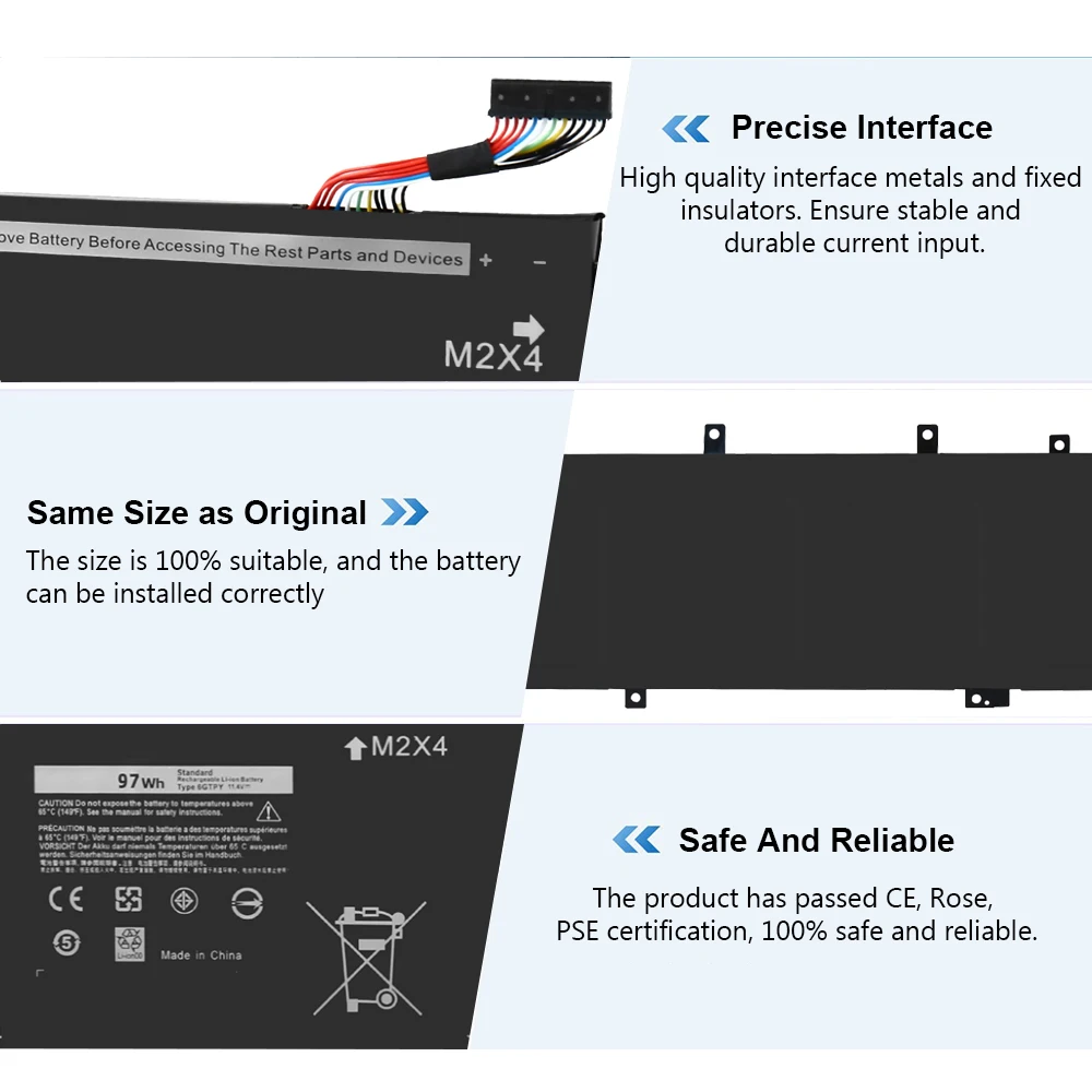LISCN 11 4 V 97Wh 6gtpy Аккумулятор для ноутбука Dell XPS 15 9560 9570 9550 7590 5510 Precision 5520 5530 Vostro 7500 GPM03