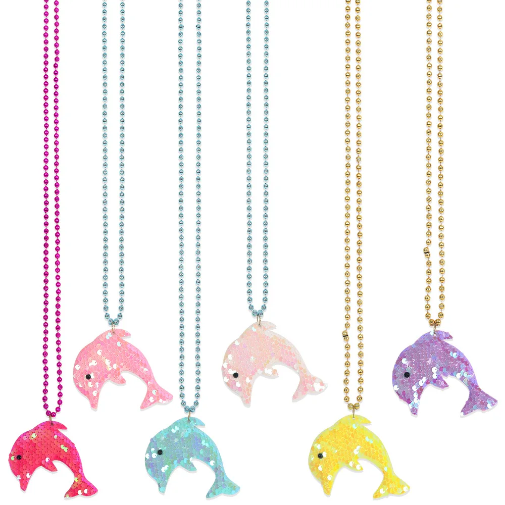 Ожерелье серии Ocean на тему русалки с подвеской в виде дельфина красочная цепочка