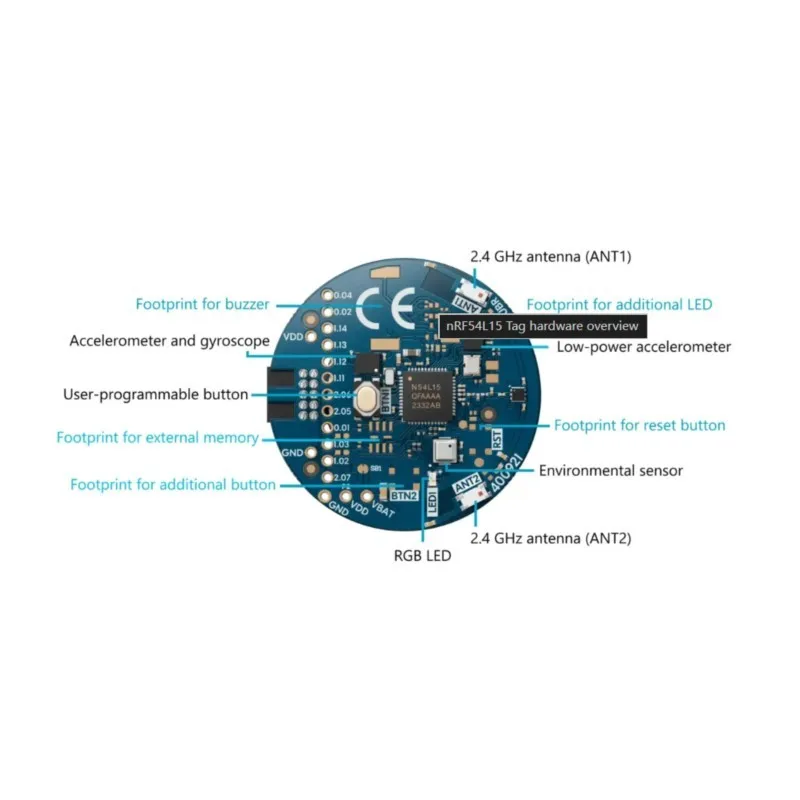 Фото Платформа для разработки тегов Nordic nRF54L15 с питанием от батареек типа «таблетка», звуковая связь по BLE, плата для прототипирования Matter и Edge AI №2
