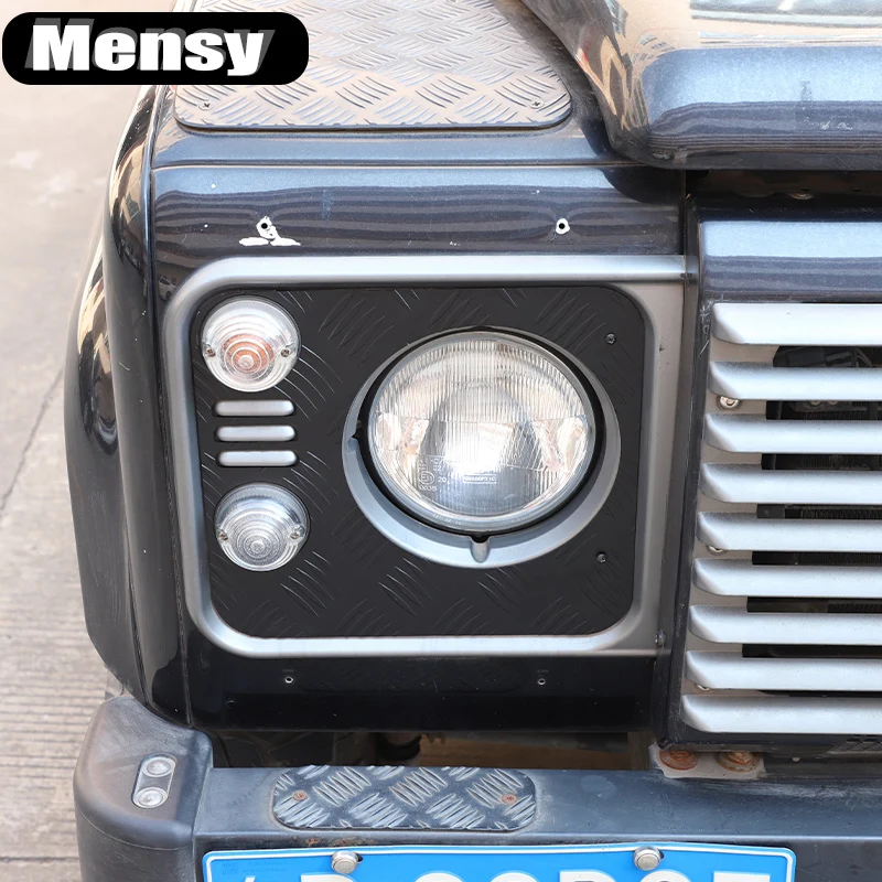 Фото Для Land Rover Defender 90 110 2004-2018 алюминиевый сплав черный автомобильный чехол для фар абажур автоаксессуары №5