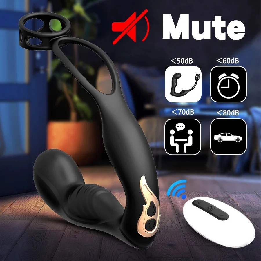 Мужской вибратор для массажа простаты двойное кольцо силиконовая анальная