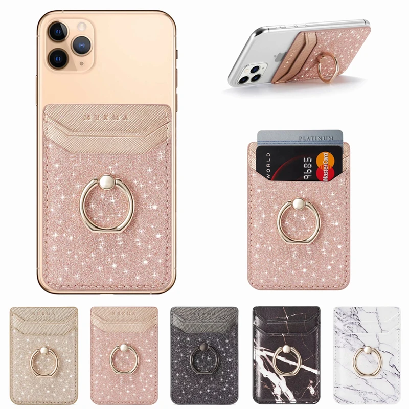 Яркий блестящий Бумажник для телефона наклейка на заднюю панель держатель карт