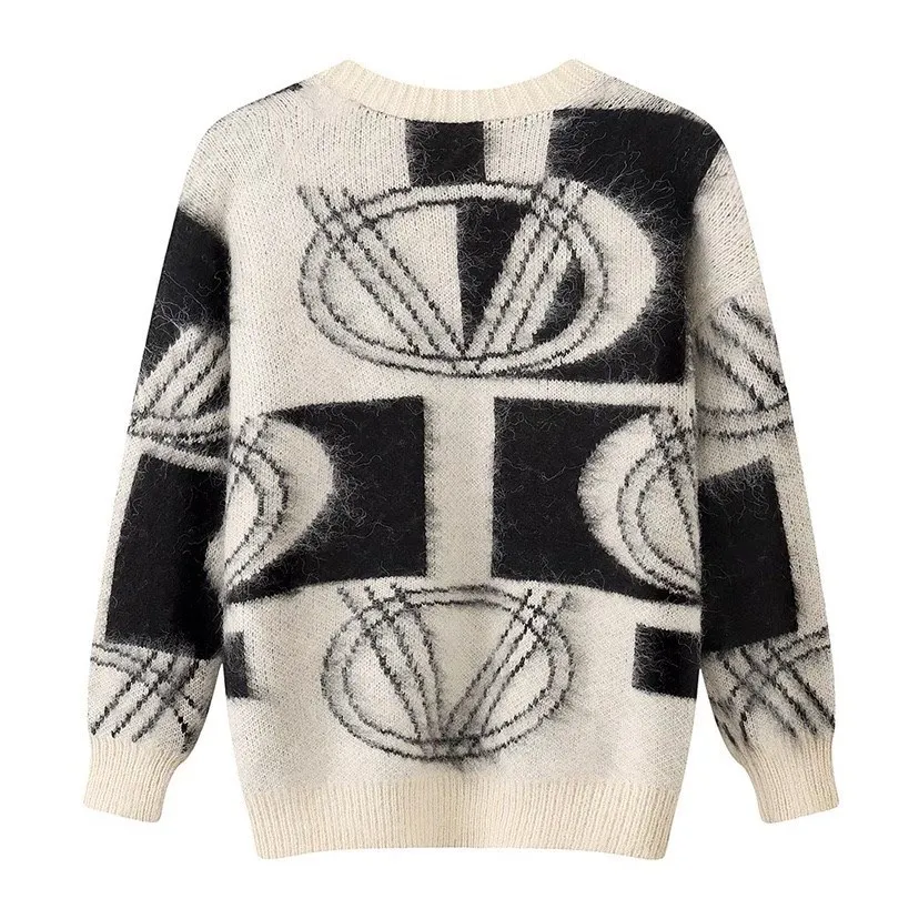 Свободный кардиган для женщин полосатый свитер с V-образным вырезом винтажный