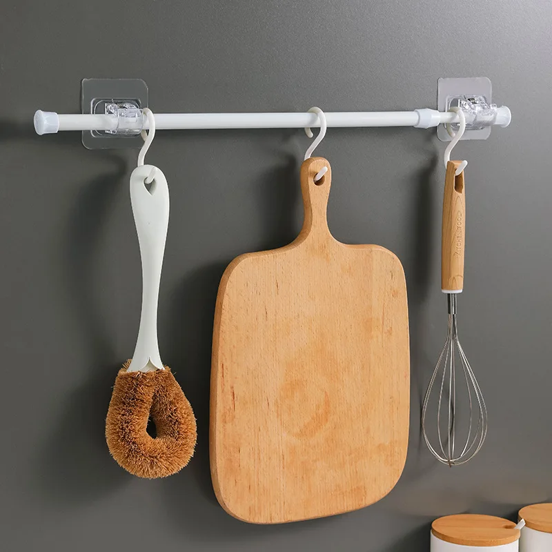 

2pcs Nail-Free Rod Bracket Clamp Hooks Rack Hook Wall Curtain Fixed Clip Wall Holders Curtain Rod Holder Hanging Adjustable