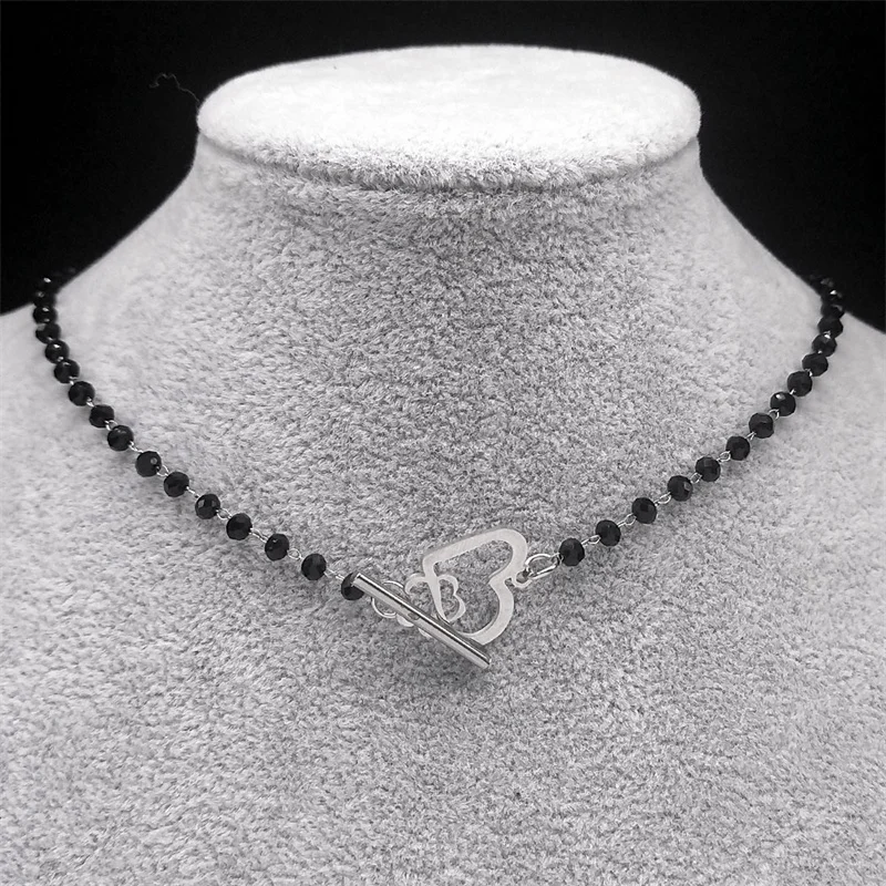 

Goth Love Heart Black Crystal Clavicle Chain Choker Women Stainless Steel Gothic Minimalist Necklace Kpop Trendy Jewelry Gifts