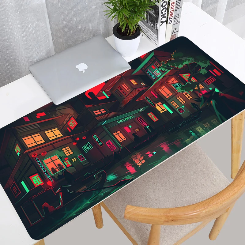 

Japanese Style Neon Shallows Large Game Keyboard Mouse Pad Natural Rubber Non slip Gamer Soft Carpet Gaming Accessories Mousepad