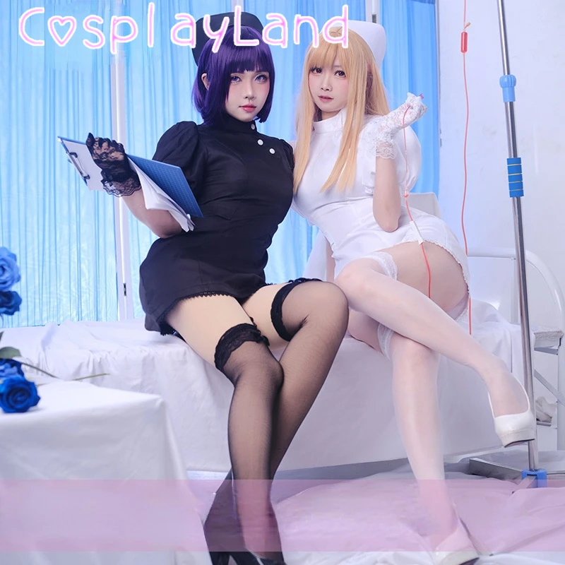 Anime My Dress Up Darling Cosplay Kitagawa Marin / Kuroe Shizuku Cosplay Costume White Black Sexy Nurse Uniform Fancy Dress