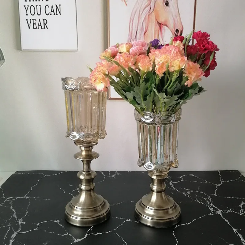 

Fashion Height 29/36cm Bronze Glass Vases Flower Pots For Living Room Decoration flower pots for indoor flowers HP041