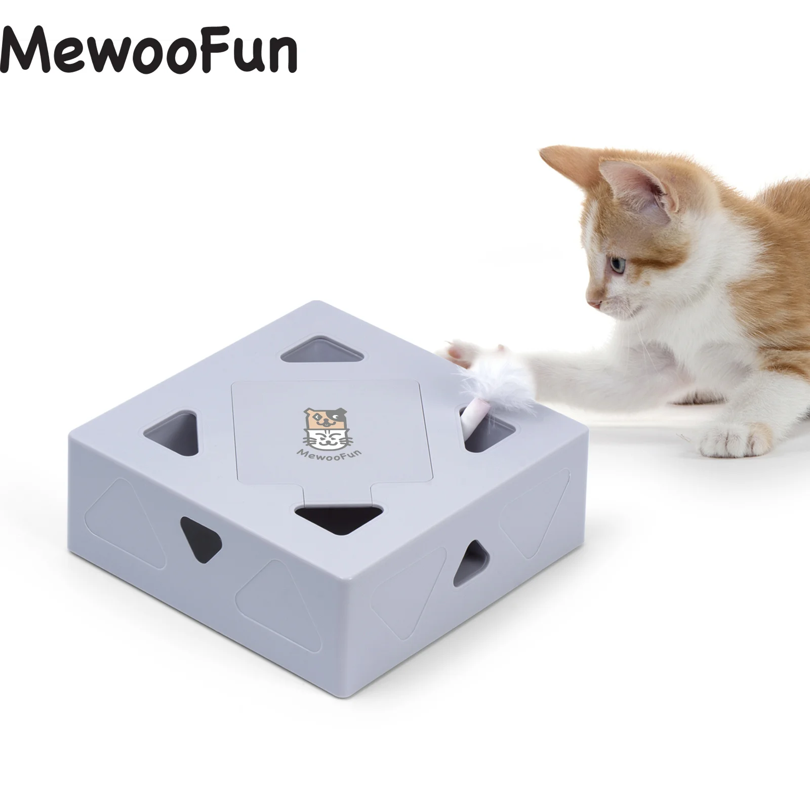 Mewoofun интерактивные игрушки для кошек перьевые версия аккумулятора Peek-A-Boo Play