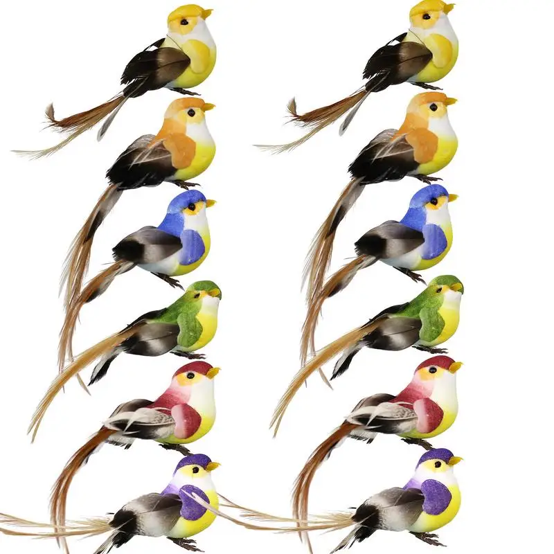 

Artificial Bird 12PCS Mini Simulation Feather Birds Fake Birds Claw For DIY Craft Wedding Craft Ornaments Foam Bird Decoration