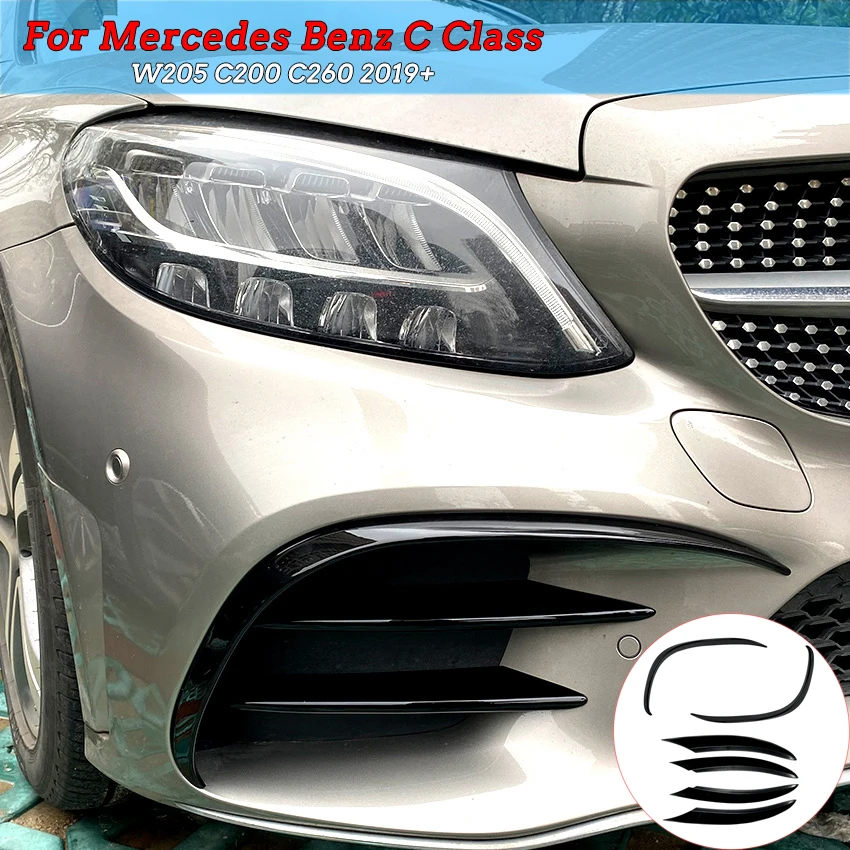 Наклейка на передний бампер отделка крышки для Mercedes-Benz C-Class W205 C200 C260 Facelift 2019 + ABS