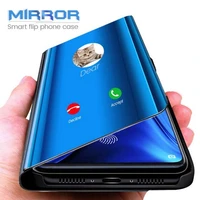 poco x4 nfc mirror phone case for xiaomi poco m4 pro x3 gt m3 f3 redmi note 11 pro 11s smart view pc leather stand flip cover