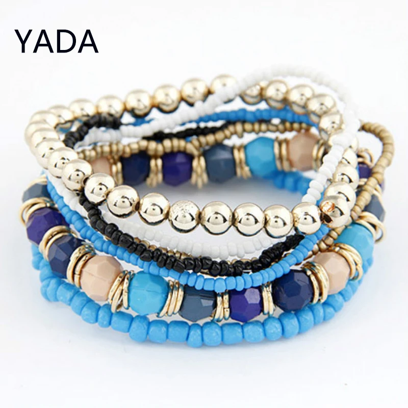 

YADA 2023 New Bohemian Gold Color Beads Bracelets Bangles Charm For Women Handmad Bracelet Jewelry Multi-layer Bracelet BT230016