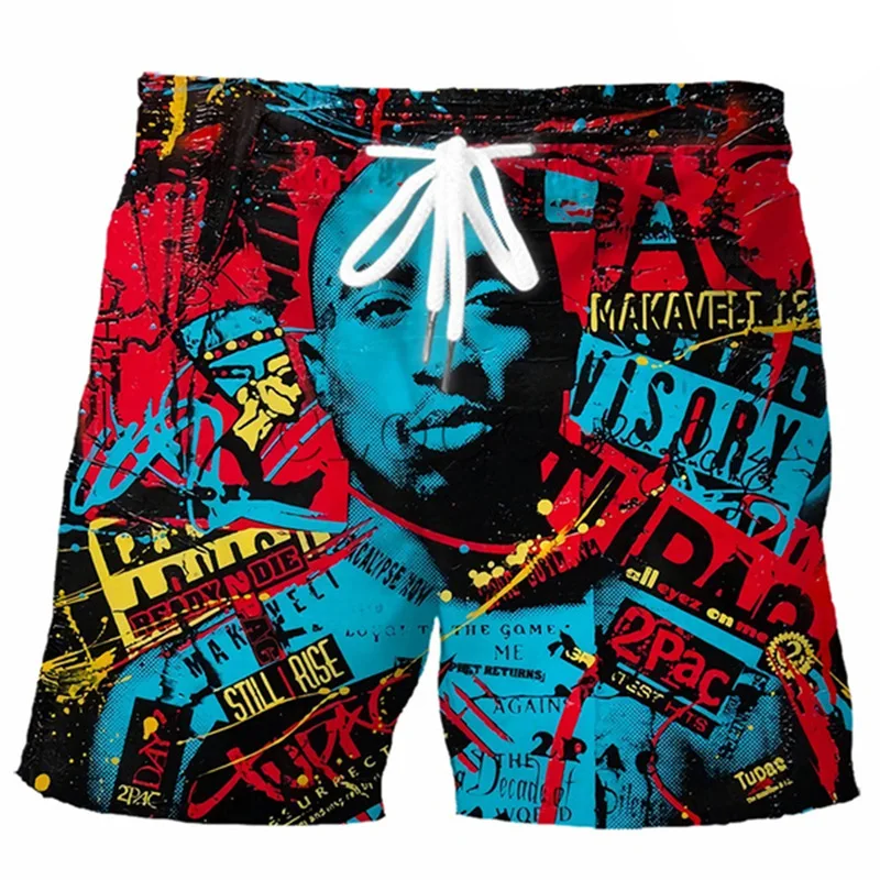 

Пляжные шорты Rapper Tupac Amaru Shakur 2pac с 3D принтом, штаны, мужские шорты на шнурке, эластичные модные повседневные крутые ледяные шорты для мужчин